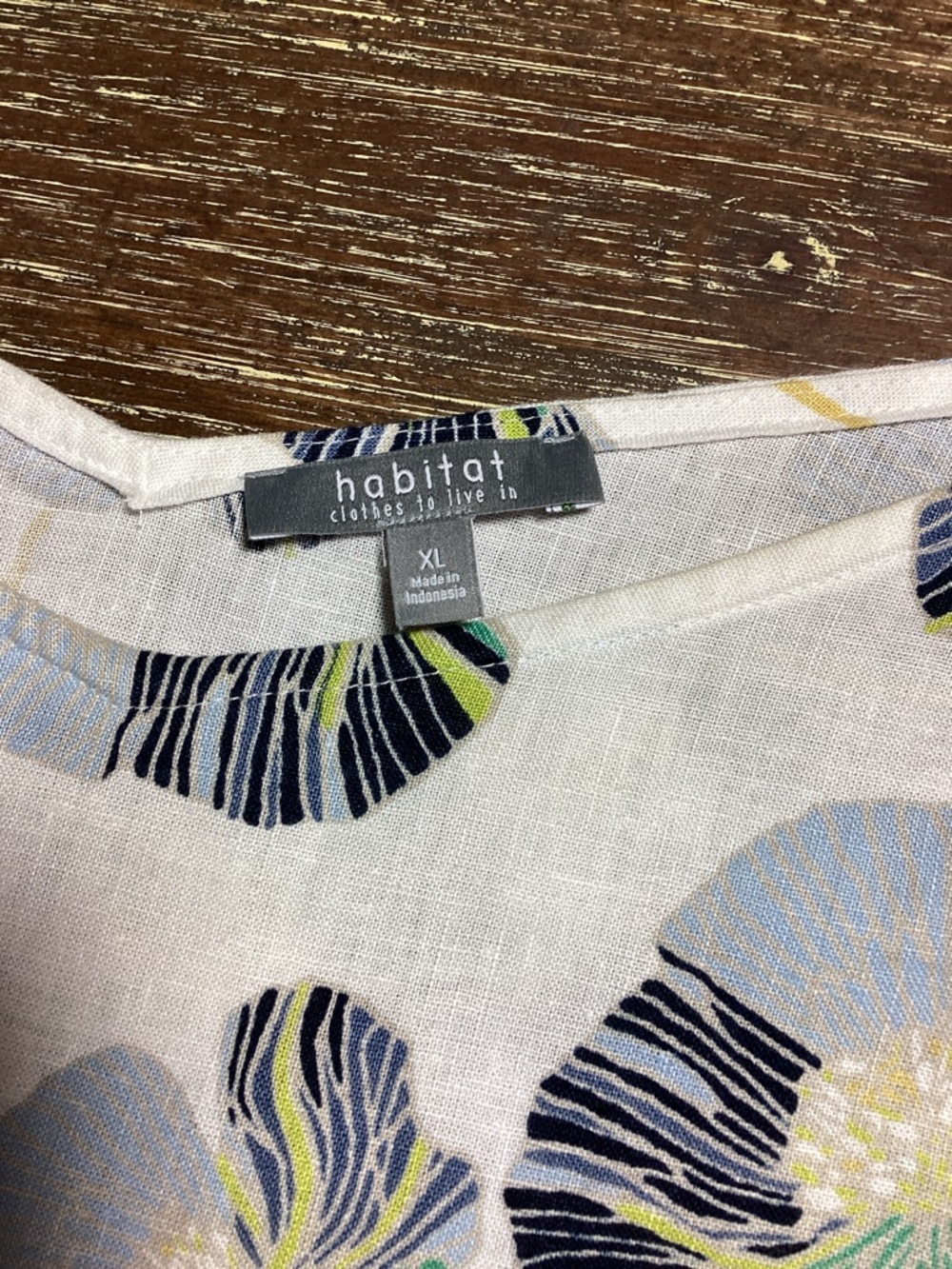 Habitat White Sleeveless Dress Blue, Navy & Lime Floral Pattern Size XL Linen - Picture 7 of 11